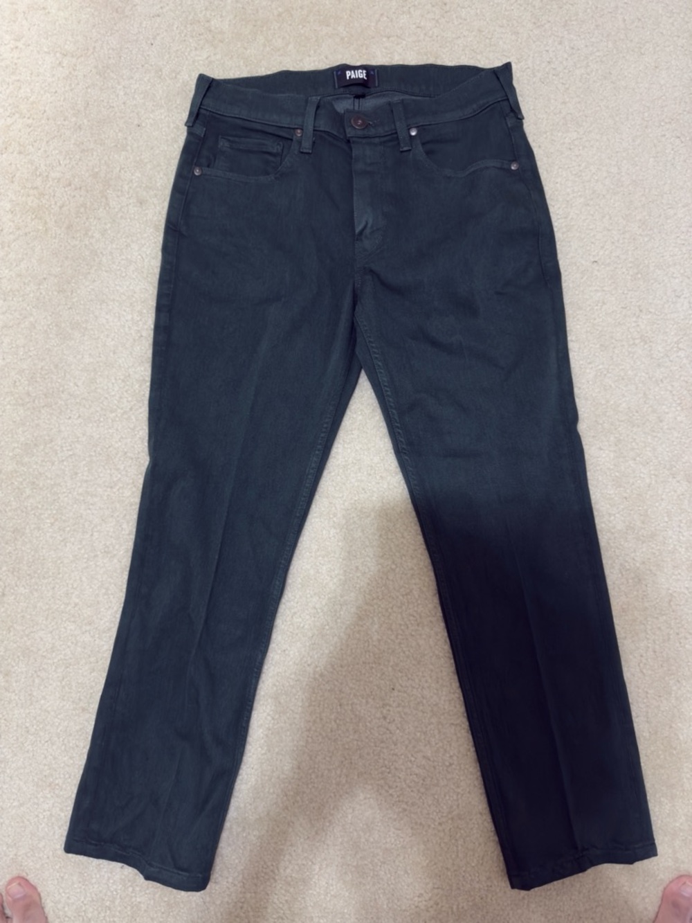 BRAND NEW PAIGE MENS STRETCH SLIM DENIM - FOREST DARK GREEN - 31x27